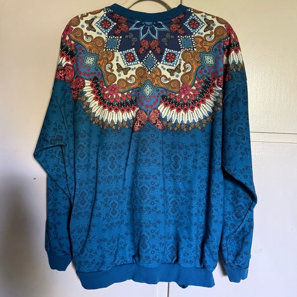 Adidas x Farm Rio Butterfly Borbomix Floral Blue and Pink Graphic Sweatshirt M - Picture 8 of 12